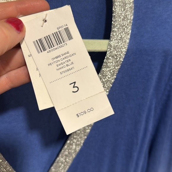 Chico's ombré Shine Peyton Cardigan Nikki blue 3 - Picture 4 of 4